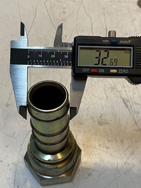 2 Quantity of Hydraulic Hose Fittings 4-1/4" H 33mm OD 23mm ID 50mm Hex (2 Qty)