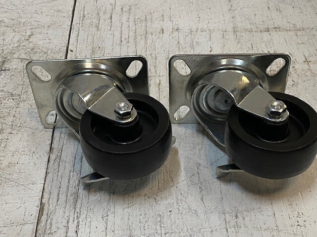 2 Pack of Standard Plate Casters 105mm Base 75mm OD 32mm Treadwidth(2 Quantity)
