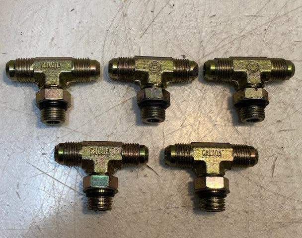 5 Quantity of Hydraulic Hose Tee Adapters 14mm Thread 54mm L 40mm W (5 Qty)