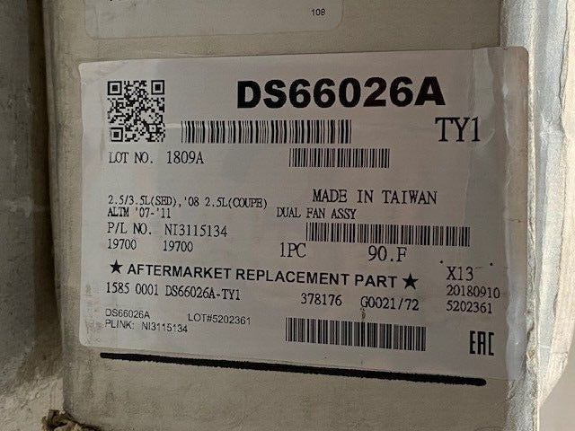 Tong Yang Cooling Fan Replacement Part DS66026A | TYI-20180911-COO | 2155