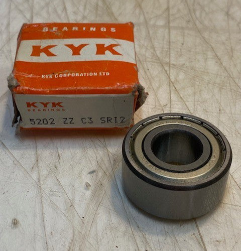 KYK Double Row Shielded Angular Ball Bearing 5202ZZC3SRI2, 5202ZZC3, 15x35x16mm