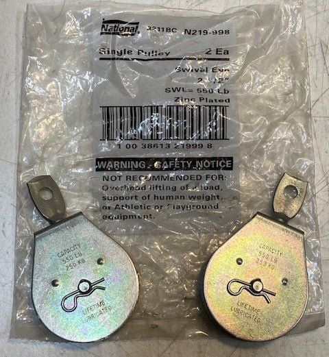 2 Quantity of National 3211BC 2-1/2" Single Pulley Swivel Eyes (2 Quantity)