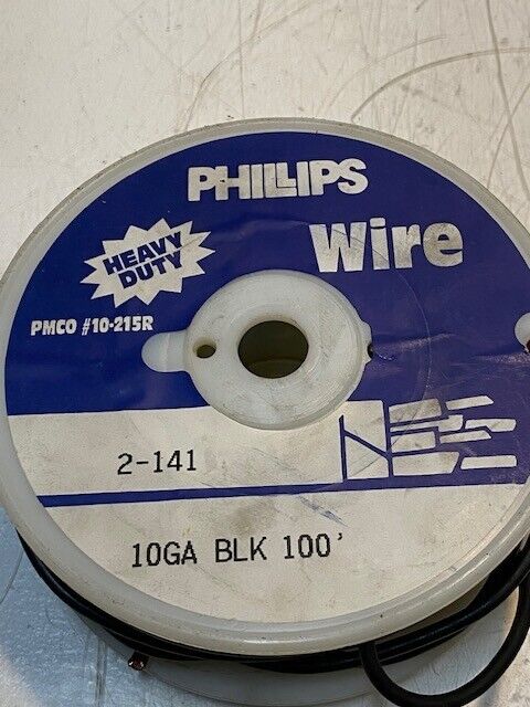 Phillips Heavy Duty Wire 2-141 | 10GA Black 100 Feet PMCO #10-215R