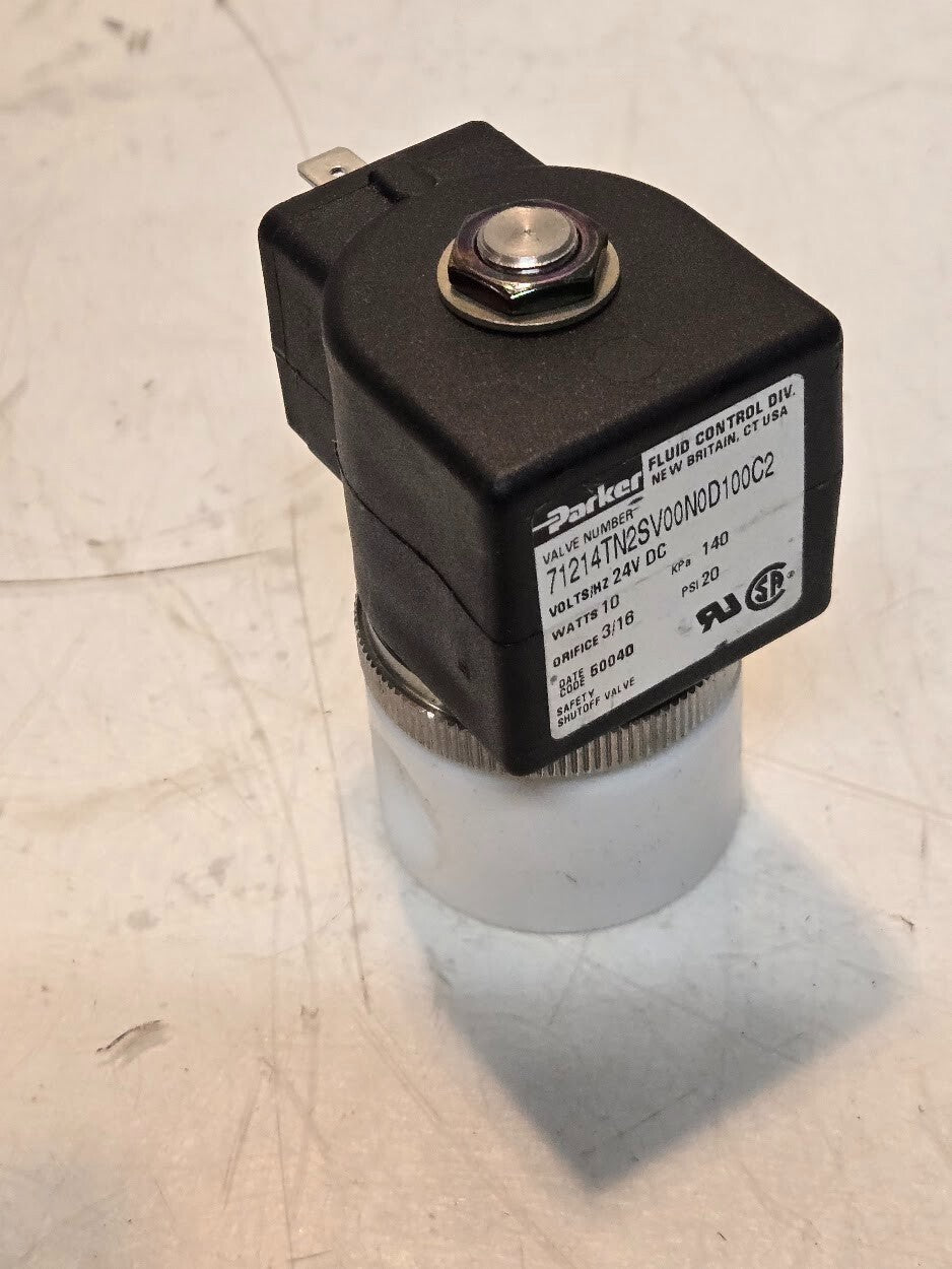 Parker Solenoid Valve 1/4" NPT Teflon 71214TN2SV00N0D100C2 | 140 KPa | 20 PSI