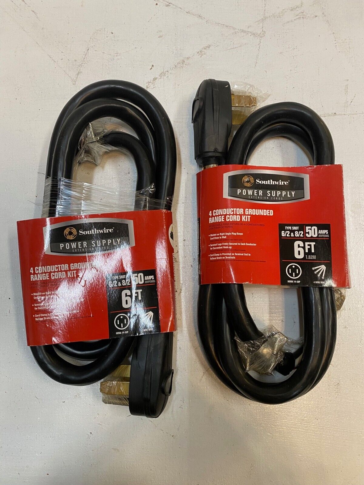 2 Qty Southwire 4 Conductor Grounded Range Cord Kits 6/2 & 8/2, 6 Ft (2 Qty)