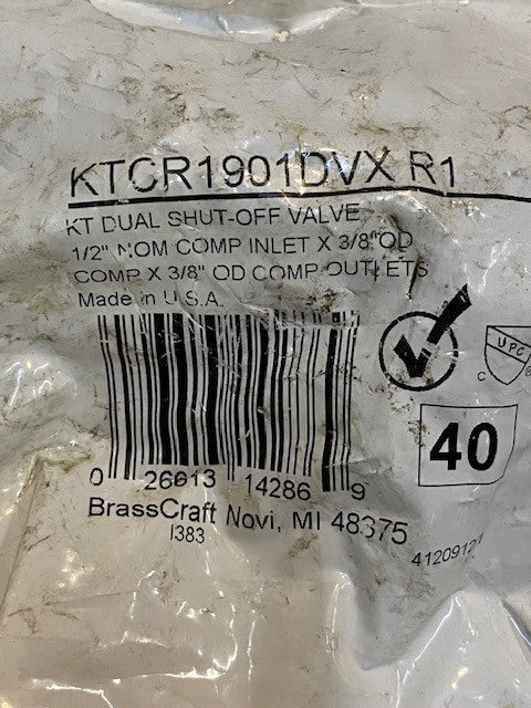 Brass Craft KT Dual Shut Off Valve KTCR1901DVXR1 | 1/2" Nom Comp x 3/8" OD Comp