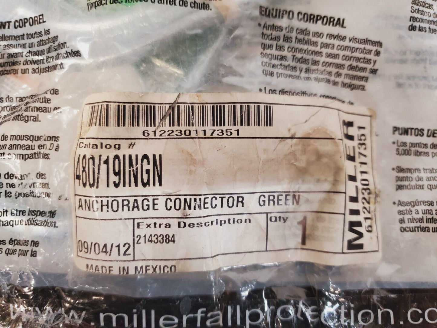 Miller Anchorage Connector Green 480/19INGN | 612230117351 | 2143384