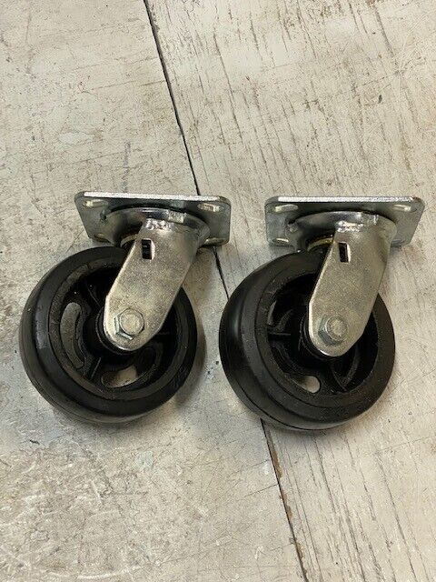 2 Qty of 5"x2" Swivel Casters Polyolefin 4-1/2"x4" Mount (2 Quantity)