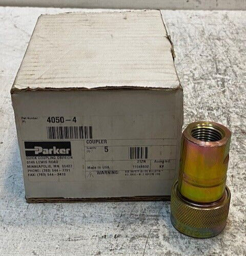 5 Quantity of Parker Female Hydraulic Quick Couplers 4050-4 (5 Quantity)