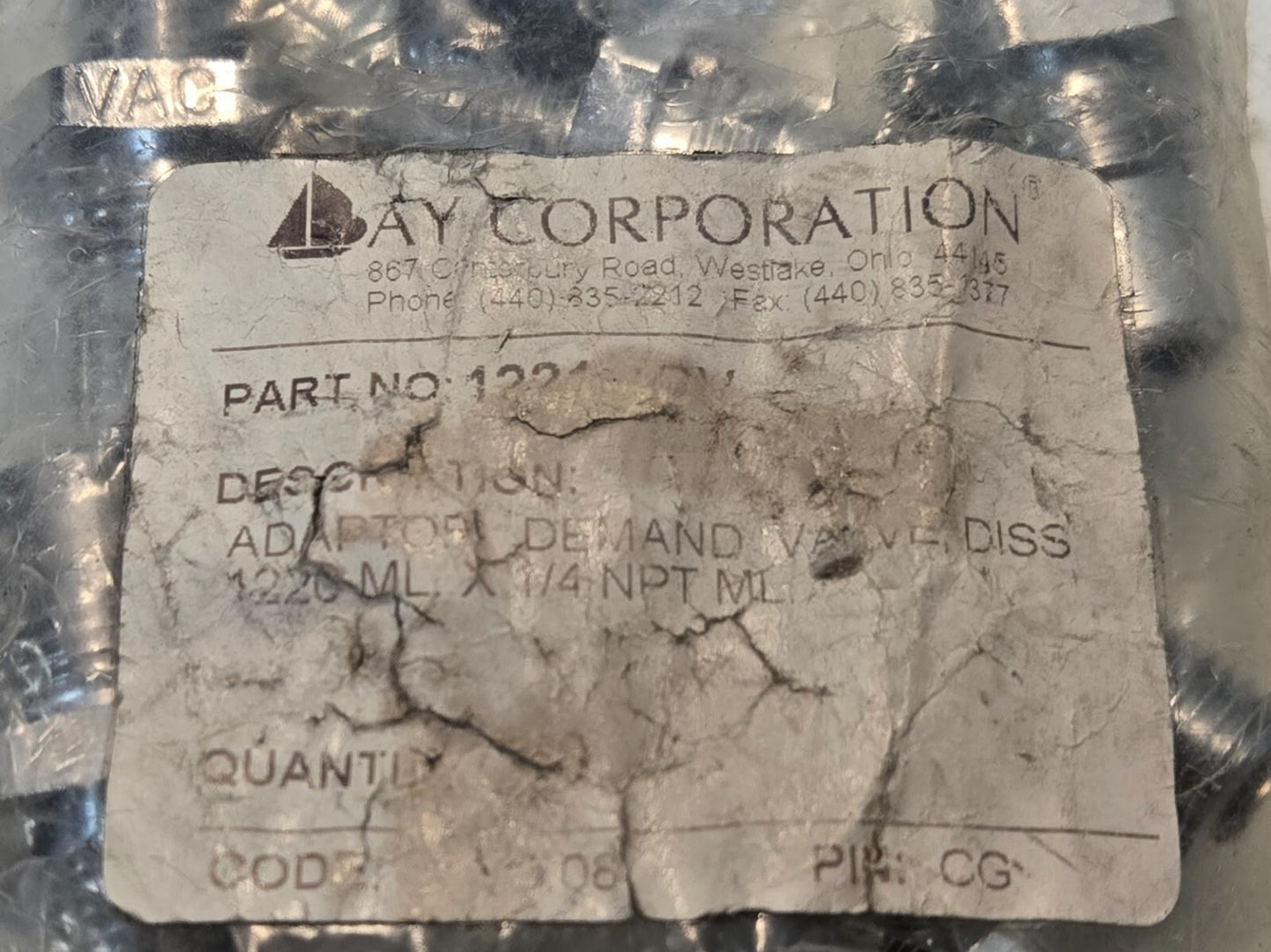 10 Quantity of Bay Corporation 1221-4DV DISS DV Adaptor 1/4" Male NPT (10 Qty)