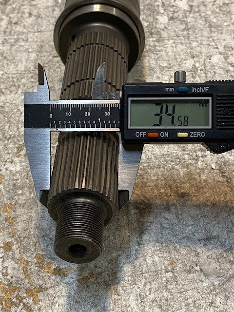 Gear Shaft 14-1/4" Long 44mm 34-Spline End 35mm 32-Spline End 22mm Thread