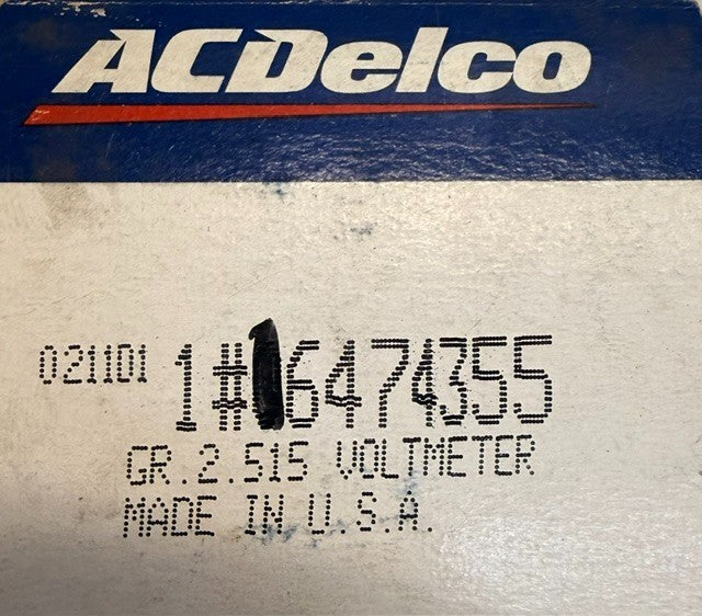 ACDelco Voltmeter Gauge 6474355 Automotive Electrical Voltage Meter Panel