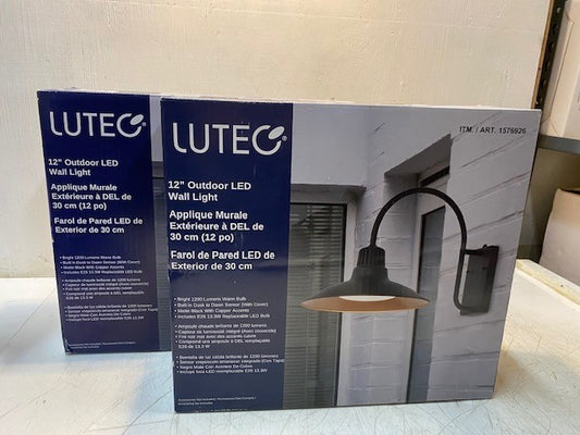 2 Quantity of Lutec 12" Outdoor LED Wall Light 1576926 | 1200 Lumens (2 Qty)