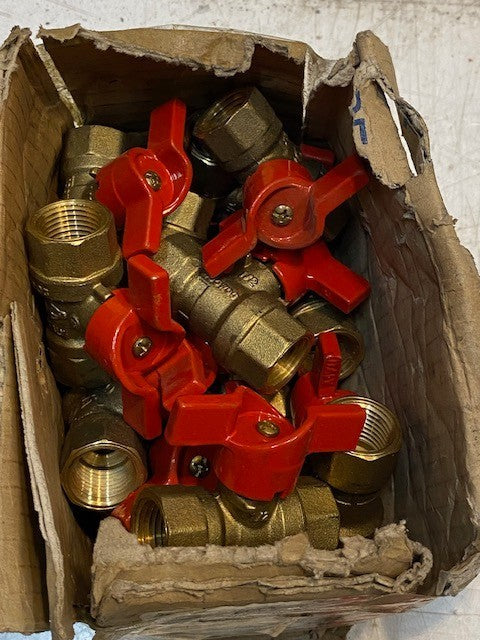 15 Quantity of Jomar Gas Ball Valves FIG-T205R 1/2" Red T-Handle (15 Quantity)