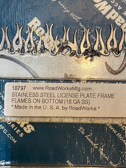 2 Quantity of Road Works License Plate Frames w/ Flames on Bottom 10797 (2 Qty)