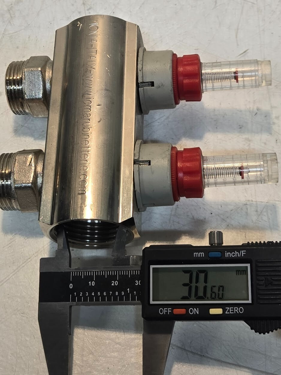 ICMA 2 Circuit Manifold with Flowmeters | ICMA-Italy | 1" Manifold | 3/4" Inlets