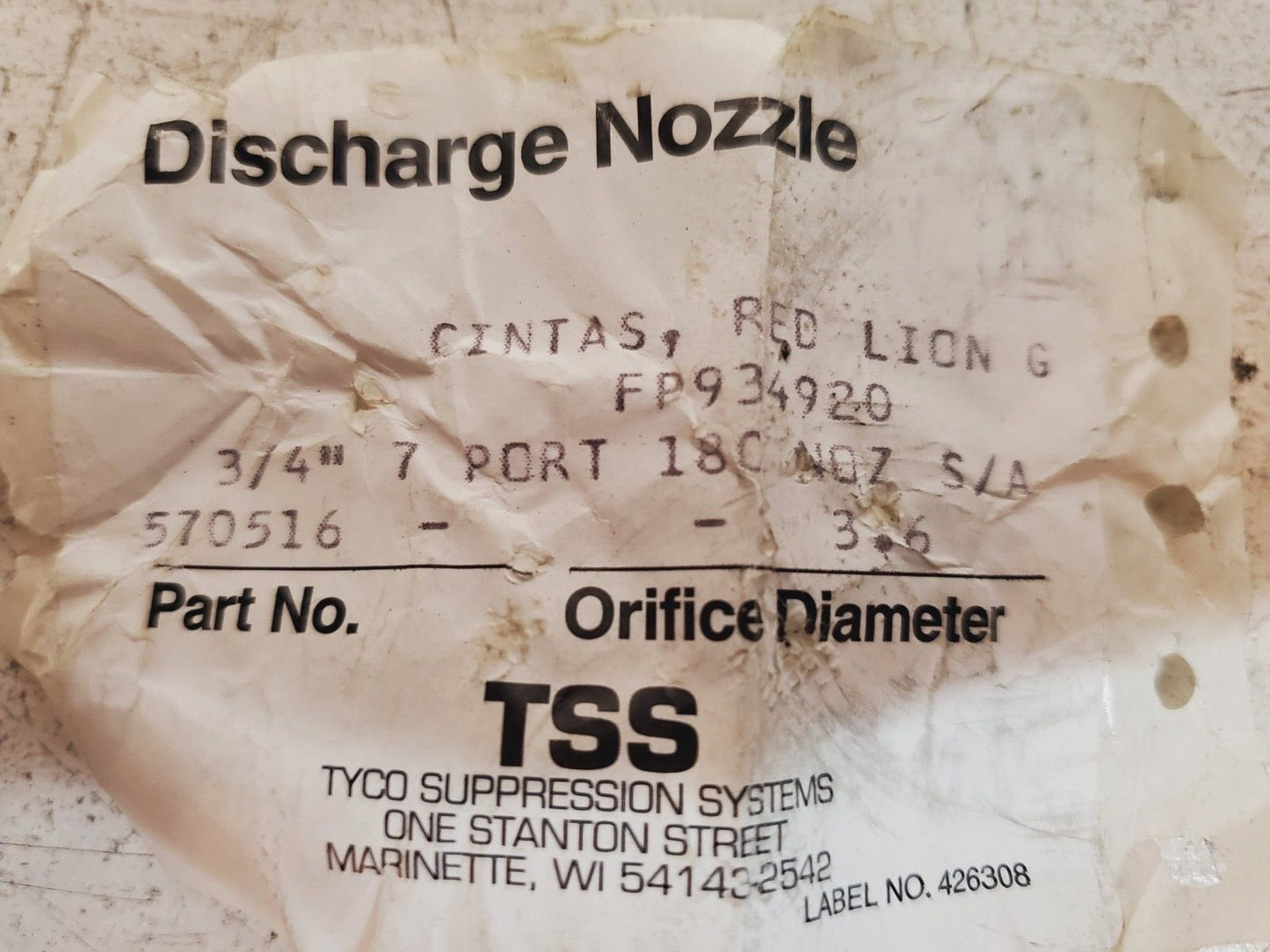 TSS Nozzle Fire Extinguisher FP934920 | 570516 | 3/4"