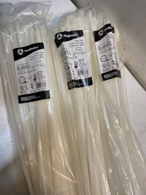 3 Bags of Southwire Cable Ties BL48H9-L 48" Long 50pcs (150 Pcs Total)