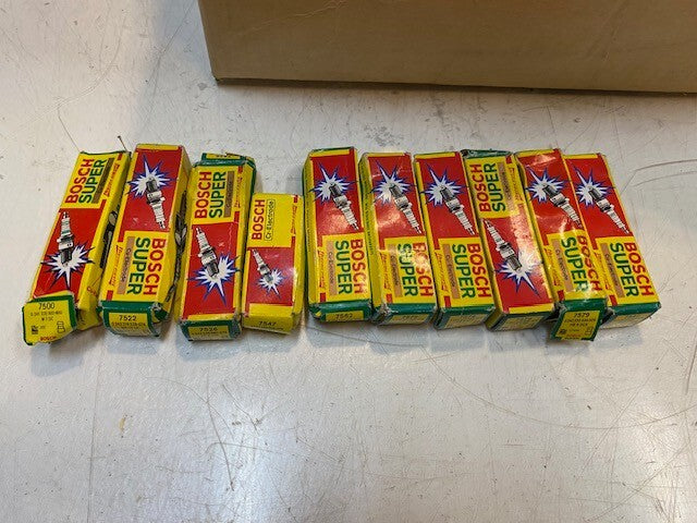 50lb Box of a Variety of Bosch Super Spark Plugs 7500, 7522, 7526, 7562, 7572