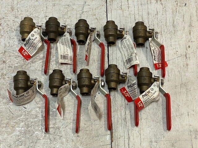 10 Qty of ProLine 1/2" Brass Packing Gland Ball Valve 107-843NL (10 Qty)