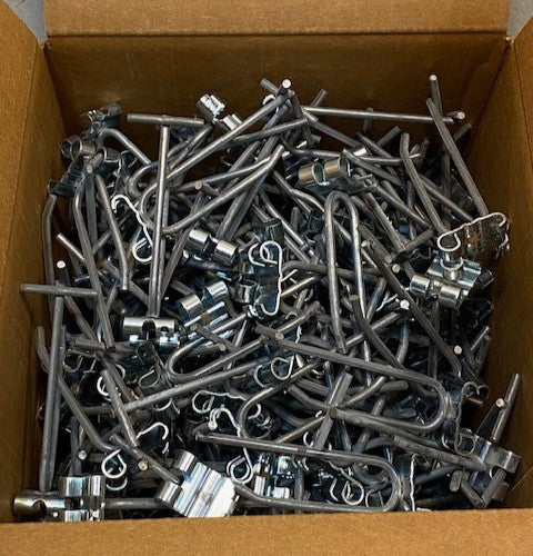 10x10 Box 19lbs of Hundreds of 4" Scanner Peg Hooks for Crossbars & Wire Grids