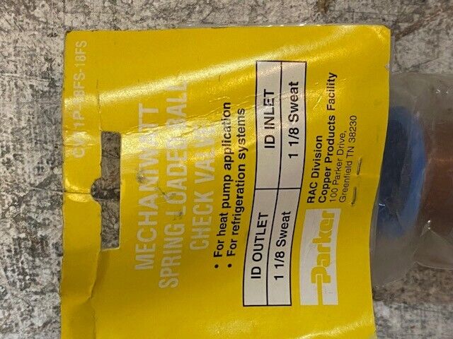 Parker Mechaniwatt Spring Loaded Ball Check Valve CV11P-18FS-18FS