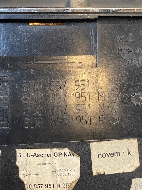 Center Console Ash Tray for Audi 8D0857951 L M N P | WJD 8.634