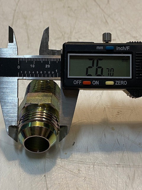 3 Qty of Hydraulic Flare Cone Male Connectors 2" L 16mm ID 26mm Thread (3 Qty)