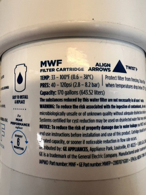 GE Genuine MWF Refrigerator Water Filter TA6R019355TW Twist And Lock Cartridge