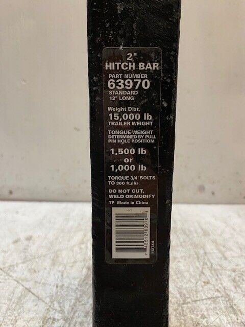 2" Hitch Bar 63970 Weight Dist. 15,000 lb 124184