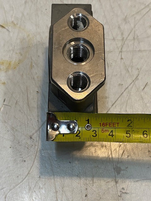 Hydraulic Valve Body Manifold CF8M 316 | 3-1/4" Long 2-3/8" Wide 34mm Bore