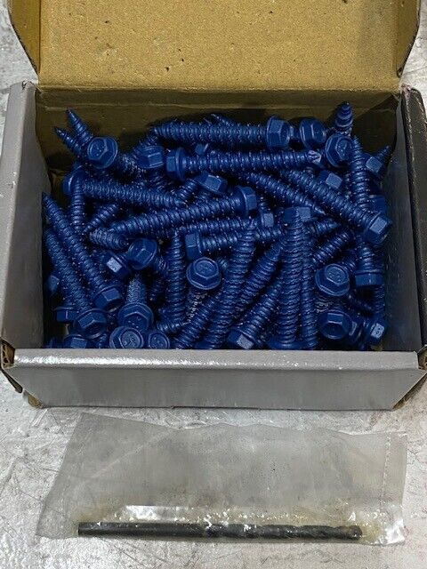 100pcs of PowerPro Conrete Anchors 1/4"x1-3/4" Blue Hex Head (100 Quantity)