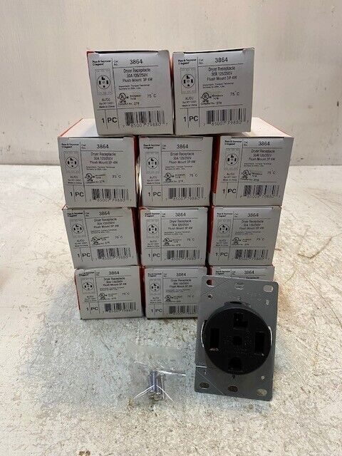 11 Quantity of Pass & Seymour Legrand Dryer Receptacles 3864 (11 Quantity)