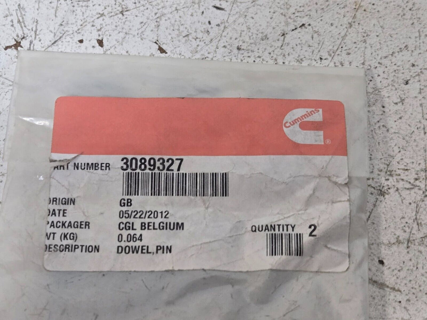 2 Quantity of Cummins Dowel Pins 3089327 (2 Quantity)