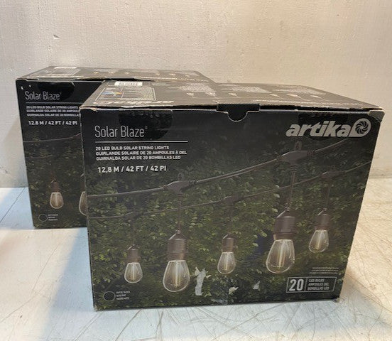 2 Quantity of Artika Blaze 20 LED Bulb 42ft Solar String Lights 1806281 (2 Qty)