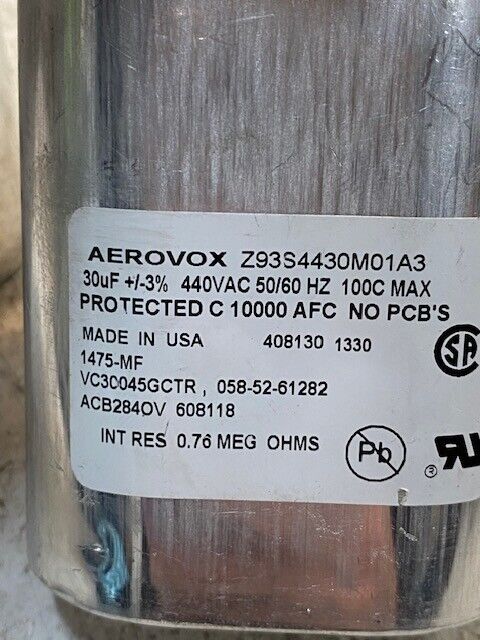 2 Quantity of Aerovox Capacitors Z93S4430M01A3 440VAC 50/60Hz  (2 Quantity)