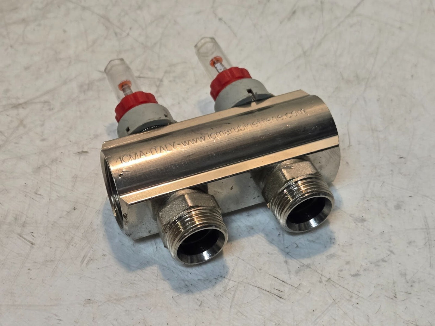 ICMA 2 Circuit Manifold with Flowmeters | ICMA-Italy | 1" Manifold | 3/4" Inlets