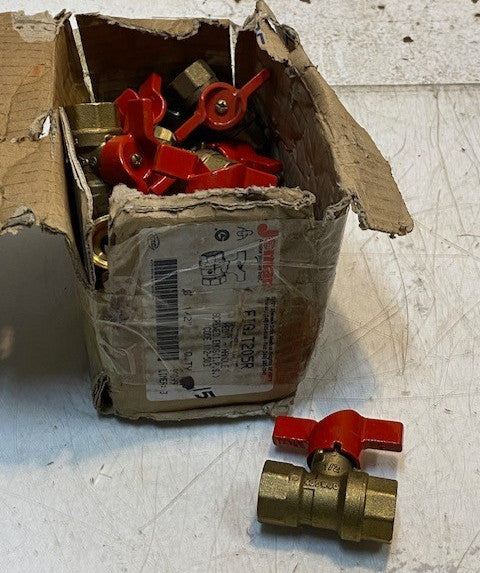 15 Quantity of Jomar Gas Ball Valves FIG-T205R 1/2" Red T-Handle (15 Quantity)