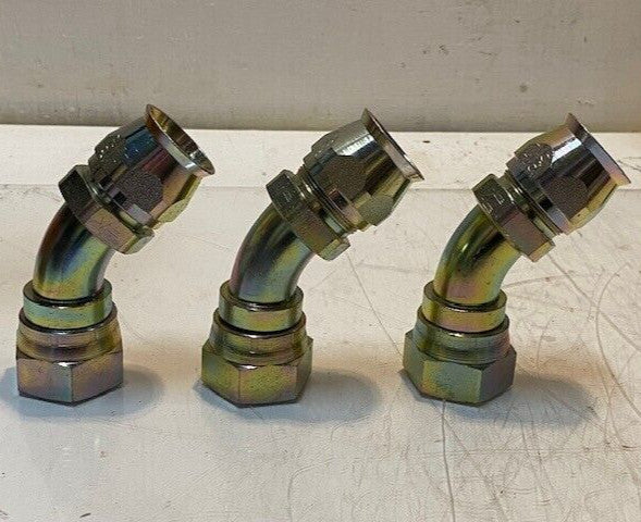 3 Quantity of A-16 Steel Hydraulic Hose Fittings 4-1/4" H 38mm Hex (3 Quantity)