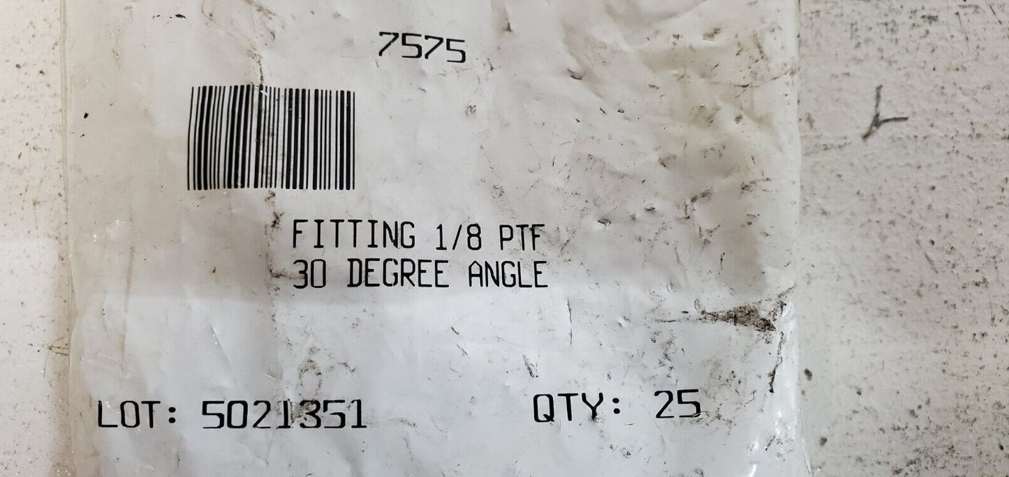 23 Qty Of Barnes Distribution 7575 Fittings 1/8 PTF 30 Degree Angle (25 Qty)