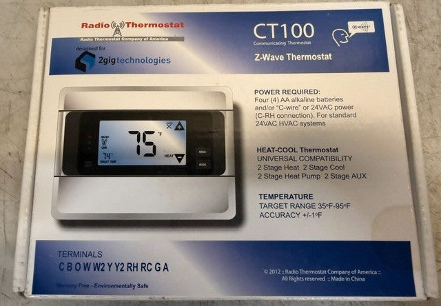 Radio Thermostat CT100 Z-Wave Thermostat 2GIG-Z-CT100 Wireless Control Unit