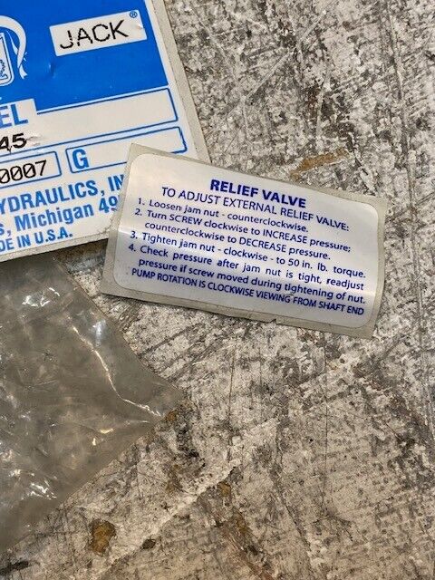 Monarch Dyna Jack Hydraulic Relief Valve Model K12345 Serial 2704120007