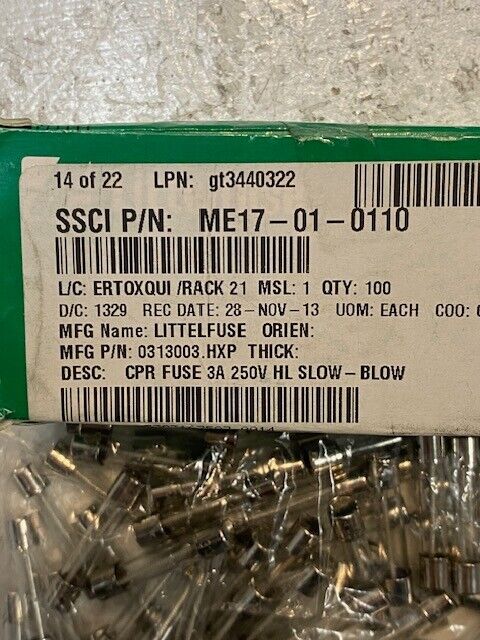 100 Pieces Littelfuse ME17-01-0110 | 0313003.HXP Fuses