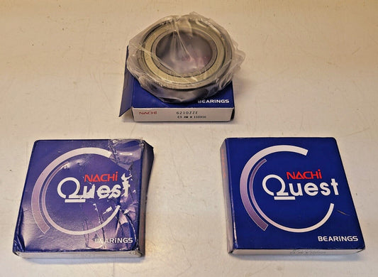3 Quantity of NACHI Deep Groove Ball Bearing 6210ZZE (3 Qty)