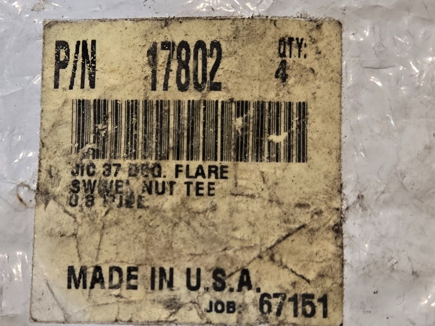 4 Quantity of Steel Flared Tube Swivel Run Tees | 3/8" OD | 17802 (4 Quantity)