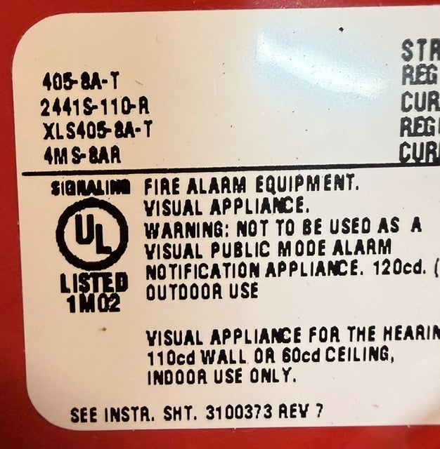 Edwards Signaling 405-8A-T Fire Alarm Strobe Light Notification Safety Appliance