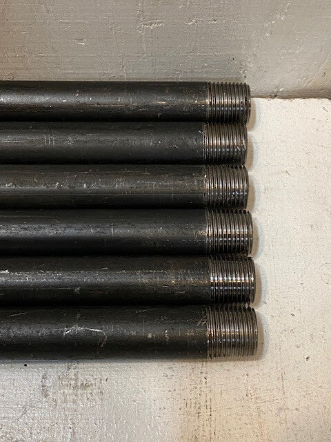 6 Quantity of 3/4" x 42" Black Pipes Both Ends Threaded (6 Quantity)