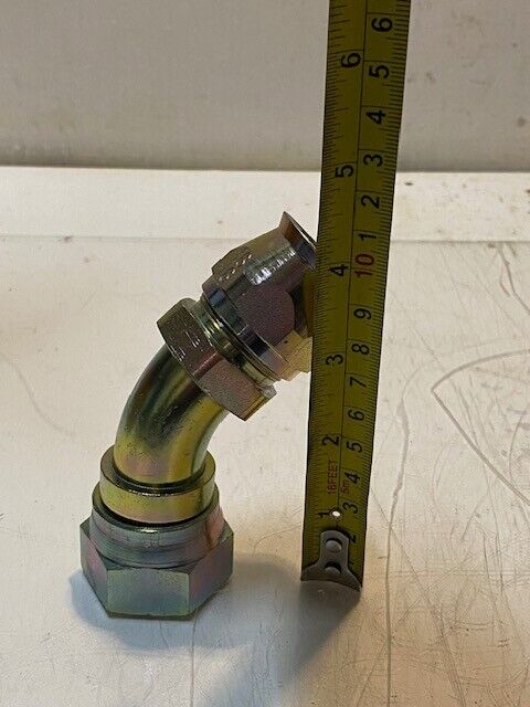 3 Quantity of A-16 Steel Hydraulic Hose Fittings 4-1/4" H 38mm Hex (3 Quantity)