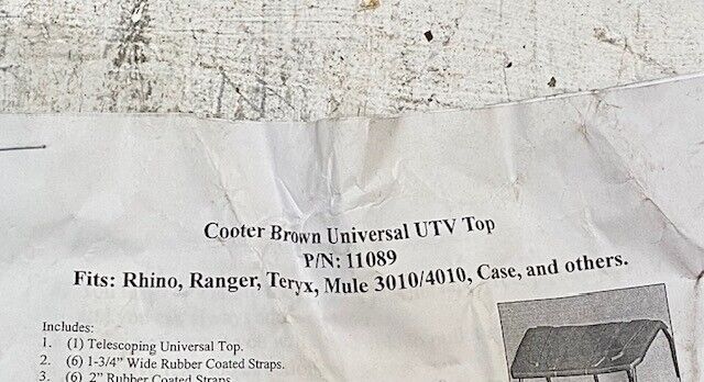 Cooter Brown Universal UTV Top Hardware Kit 11089 Fits: Rhino, Ranger, Teryx