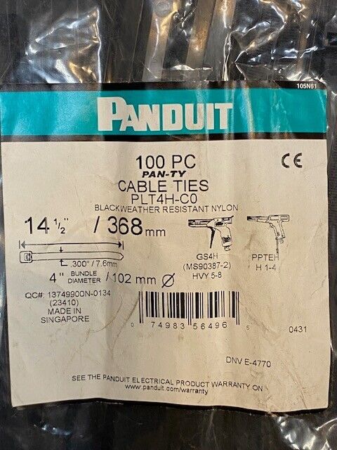 Panduit 100 Pack of Cable Ties PLT4H-C0